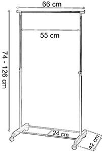 ViaDomo Via Domo - Pojízdný kovový věšák Gemma - bílá/chrom - 66x74-126x42 cm