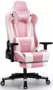 Herní židle DARKECHO — ekokůže, růžová, nosnost 160 kg