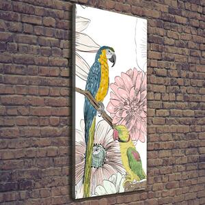 Vertikální Foto obraz na plátně Papoušci a květiny ocv-110762847