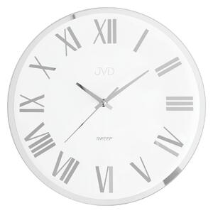 JVD Luxusní skleněné nástěnné hodiny s římskými čísly JVD NS22006.3 (tiché netikající)