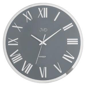 JVD Luxusní skleněné nástěnné hodiny s římskými čísly JVD NS22006.4 (tiché netikající)