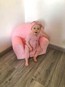 NEW BABY Dětské křeslo z Velvet New Baby Obláčky růžové