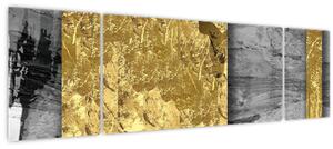 Obraz - Zlaté čtverce N⁰2 (170x50 cm)