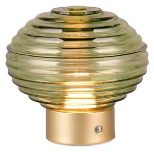 Stmívatelná LED stolní lampa v zelené a zlaté barvě se skleněným stínidlem (výška 14,5 cm) Earl – Trio