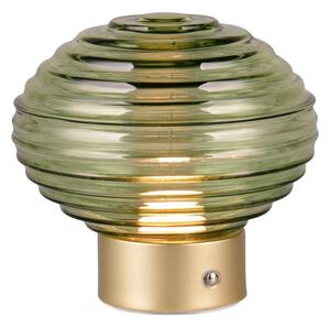 Stmívatelná LED stolní lampa v zelené a zlaté barvě se skleněným stínidlem (výška 14,5 cm) Earl – Trio