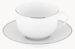 Sada porcelánových šálků na čaj's podšálky Platinum Chic, 4 díly