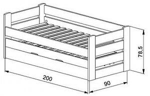 Mrava Posteľ VARIO | Rozmer - postelí, roštov, nábytku: 90 x 200 cm,Farebné prevedenie: buk,Povrchová úprava: lak