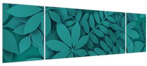 Obraz - Tyrkysové listy (170x50 cm)