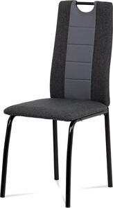 Autronic Jídelní židle DCL-399 GREY, látka antracit, šedá ekokůže/černý kov