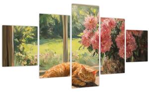 Obraz - Kočka na okně (125x70 cm)