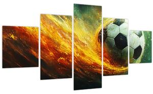 Obraz - Fotbalový míč v letu (125x70 cm)