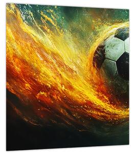 Obraz - Fotbalový míč v letu (30x30 cm)