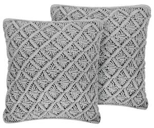 Sada 2 dekorativních polštářů KIZKALESI Bavlna 45 x 40 cm Šedá Geometrický vzor