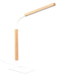 LED stmívatelná stolní lampa v bílé a přírodní barvě s dřevěným stínidlem (výška 73,5 cm) Norris – Trio