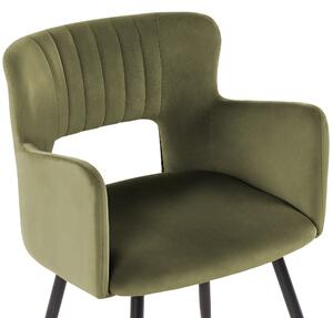 Umělý samet Jídelní židle Sada 2 ks Olivově zelená SANILAC