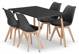 Jídelní set 1 + 4, stl ADRIA 120x80 erný + idle BALI MARK erná