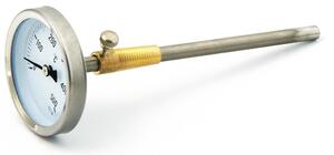 Teplomr 0–500 °C pro pec na pizzu, kamennou pec, pec na dřevo, elektrickou pec, udírnu | Ø 63 mm, íselníková sonda: 300 mm, nerezová ocel