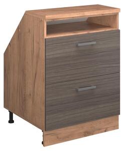 Kuchyňská skříňka pod šikmou střechu Vicco R-Line Ušlechtilá šedá 60 cm se 2 zásuvkami, korpus skříně hloubka 60 cm, Model 60307