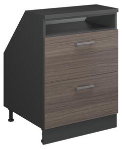 Kuchyňská skříňka pod šikmou střechu Vicco R-Line Ušlechtilá šedá 60 cm se 2 zásuvkami, korpus skříně hloubka 60 cm, Model 60032