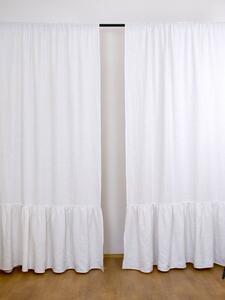 Snový svět Lněný závěs Simple bílý s kanýrem - 150 cm Gramáž: 190g/m2