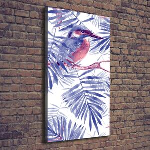 Vertikální Foto obraz na plátně Listí palmy a pták ocv-117070840