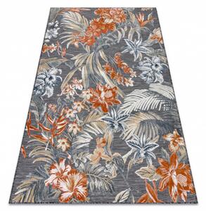 Venkovní kusový koberec Květy černý 176x270cm