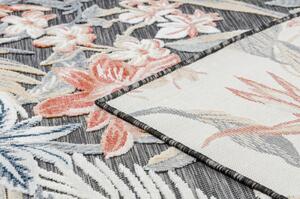 Venkovní kusový koberec Květy černý 117x170cm