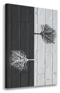 Vertikální Foto obraz na plátně Stromy na zdi ocv-117821406