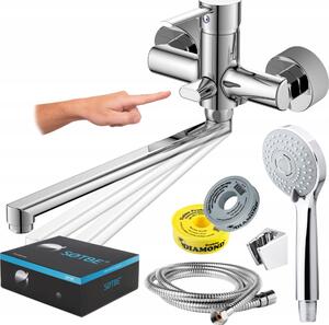 Nástnné vanové baterie se sklopným výtokem, sprchová souprava, LONG FAUCET