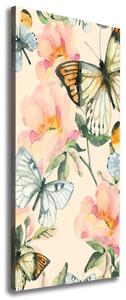Vertikální Foto obraz na plátně Růže a motýli ocv-117916209