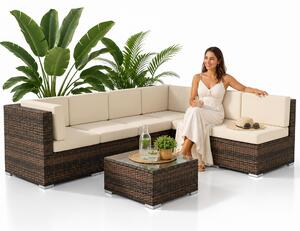 Mucola lounge set polyratanový zahradní nábytek ratanový zahradní set pohovka jídelní set zahradní set - hndý