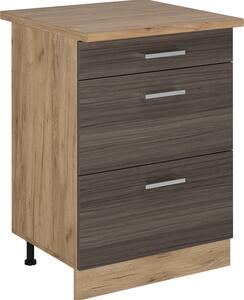 Spodní skříňka kuchyňské linky Vicco R-Line Ušlechtilá šedá 60 cm se zásuvkami, PD Dub, Model 53384