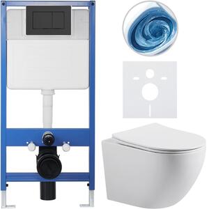 Kompletní WC set Profi/Cesso - bílá lesklá - WC tlačítko Classic/Černá matná - předstěnová instalace - 49x36 cm - 8050BD81