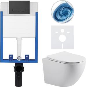 Kompletní WC set Profi/Cesso - bílá lesklá - WC tlačítko Slim/Černá matná - pro zazdění - 49x36 cm - 8050BD86