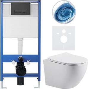 Kompletní WC set Profi/Cesso - bílá lesklá - WC tlačítko Slim/Černá matná - předstěnová instalace - 49x36 cm - 8050BD87