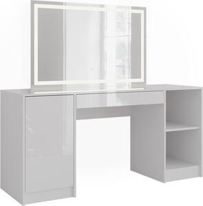 Toaletní stolek Vicco Sherry Bílá/bílý vysoký lesk 158.2 cm s LED zrcadlem, Model 57653