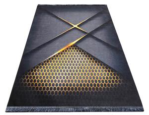 Makro Abra Moderní kusový koberec BLACK and GOLD 05 protiskluzový černý zlatý Rozměr: 80x150 cm