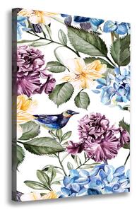 Vertikální Foto obraz na plátně Květiny a ptáci ocv-119136567