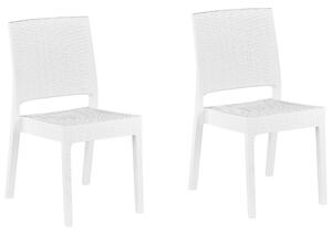 Sada 2 zahradních židlí v ratanovém vzhledu bílá FOSSANO