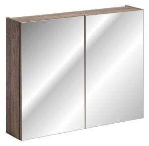 ViaDomo Via Domo - Koupelnová skříňka se zrcadlem Santa Fe Oak - hnědá - 80x65x17 cm