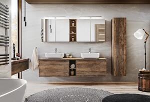 ViaDomo Via Domo - Koupelnová skříňka se zrcadlem Santa Fe Oak - hnědá - 80x65x17 cm