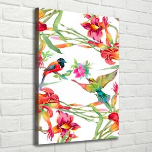 Vertikální Foto obraz na plátně Ptáci a květiny ocv-119482221
