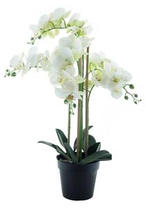 Umělá bílá orchidej 60 cm – v květináči - Bílá - 51 - 70 cm