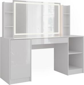 Toaletní stolek Vicco Sherry Bílá/Bílá vysoký lesk 158.2 cm se zrcadlem LED, Model 57650