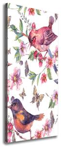 Vertikální Foto obraz na plátně Ptáci motýli květiny ocv-119637489