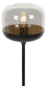Designová stojací lampa černá se zlatem a kouřovým sklem - Kyan