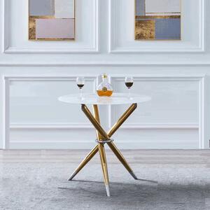 Jídelní stůl DONIO 80 cm bílá / zlatá Tempo Kondela