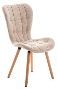 Židle Elda ~ látka, dřevěné nohy natura - Krémová