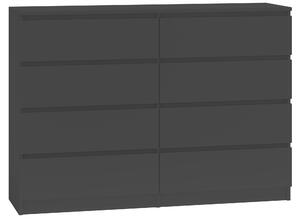 Topeshop M8 140 CZERŃ, Černá, 8 zásuvka/zásuvek, Dřevotřískové desky, Jednobarevný, Moderní, Dřevotřískové desky
