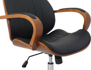 Kancelářská židle Royston - ohýbané dřevo a umělá kůže | ořech a černá